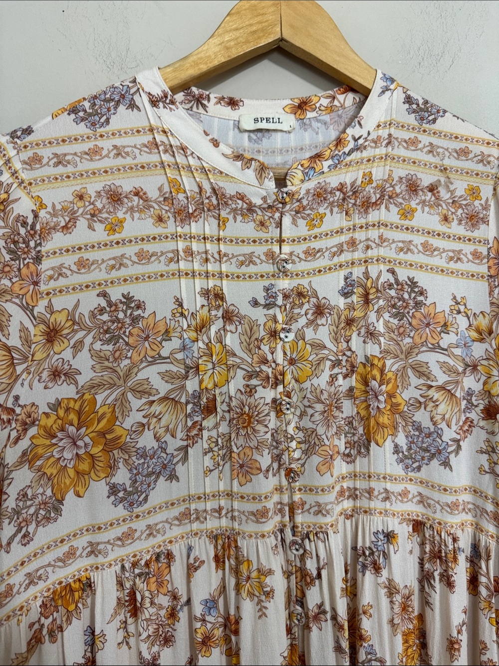 Spell Meadowland Maxi Gown Cream Floral size L Cottagecore Events Boho Country - Picture 6 of 13